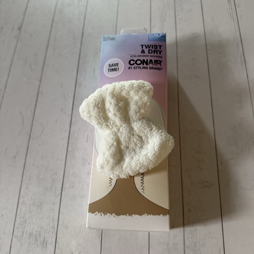 Conair Twist & Dry Ultra-Absorbent Microfiber Hair Towel with Bow White